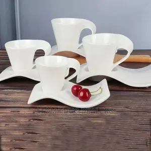 *12pcs Ceramic Wavy/Swag Cup Saucers Set.