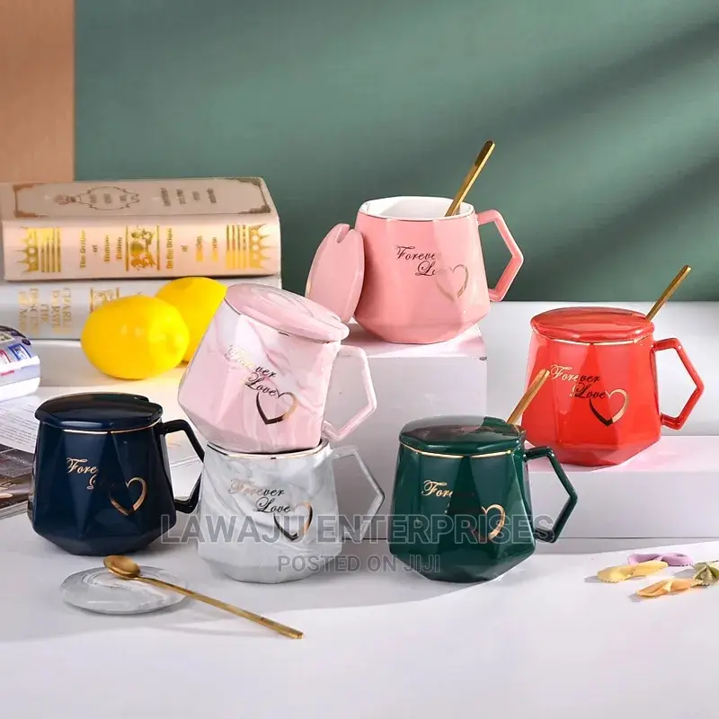Valentines Diamond Shape Ceramic Cup Set Gift Box