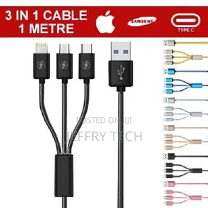 Universal 3 in 1 Multi USB Cable Fast Charger Lead for IOS,