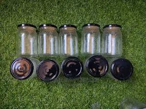 A Set of 10 Spice Jars 380ml With Black Lids