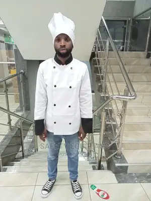 White Chef Jacket With Black Decorations