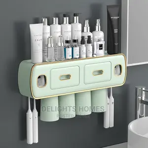 Wall Mounted Self-Adhesive Toothpaste With Toothbrush Holder