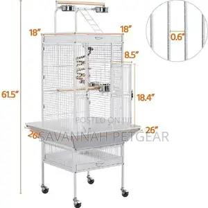 Rolling Metal Parrot Cage With Playtop