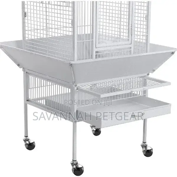 Rolling Metal Parrot Cage With Playtop