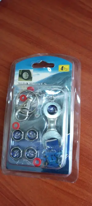 4pcs Tire Valve Caps + Key Holder With Subaru Label