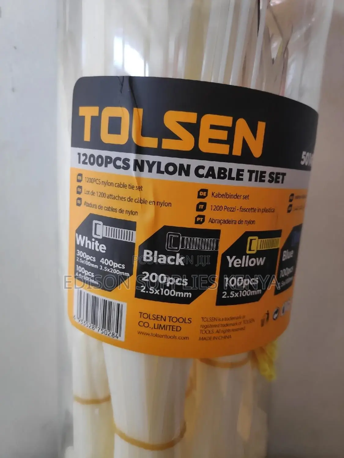 Tolsen Cable Ties Nylon Cable Zip Tie 1200pcs Assorted