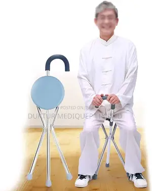 Portable Elderly Crutches Chair With Stool Walking Stick