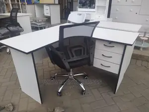 Lshaped Office Desk 4 by 4 Fitts Plus Secretariat Chair
