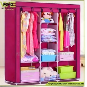 Three Column Metallic Portable Wardrobe