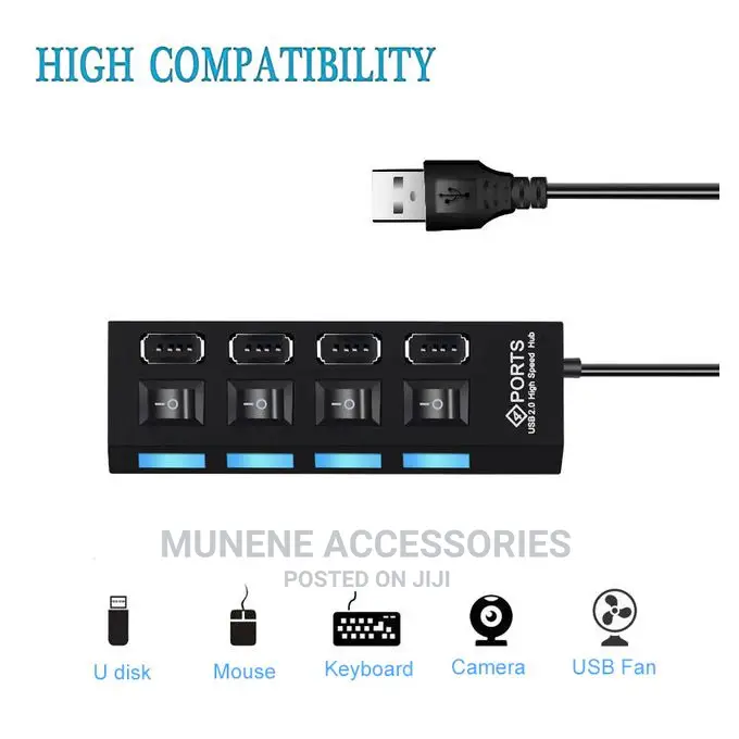 4 Port USB 2.0 HUB Extender Adapter for Laptop PC DATA TRANS