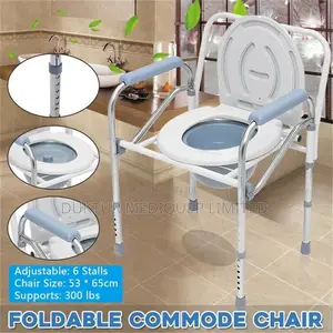 Foldable Commode Chair, Supports 300 Lbs Folding Commode