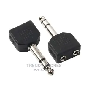 1/4" Male Plug to Dual 3.5mm Female Stereo Y Splitter