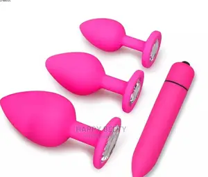 *4 Pieces Set Jewelled Silicone Butt Plug