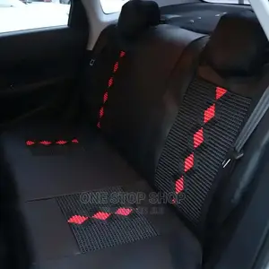 Leather 5 Seater Seat Cover Top Black With Red Stitches