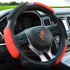 Universal PU Suede Memory Fo Soft Red_black Steering Cover