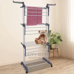 Three Layer Laundry Drying Rack With Hangers