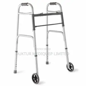 Two-button Folding Walker With 5" Wheels, Aluminum Frame