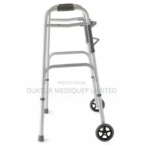 Two-button Folding Walker With 5" Wheels, Aluminum Frame