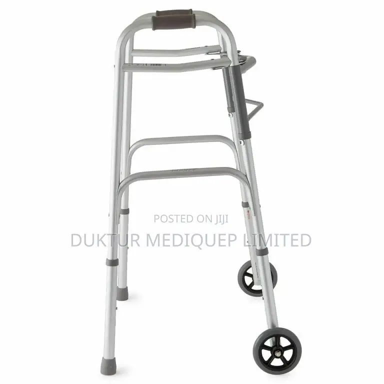 Two-button Folding Walker With 5" Wheels, Aluminum Frame