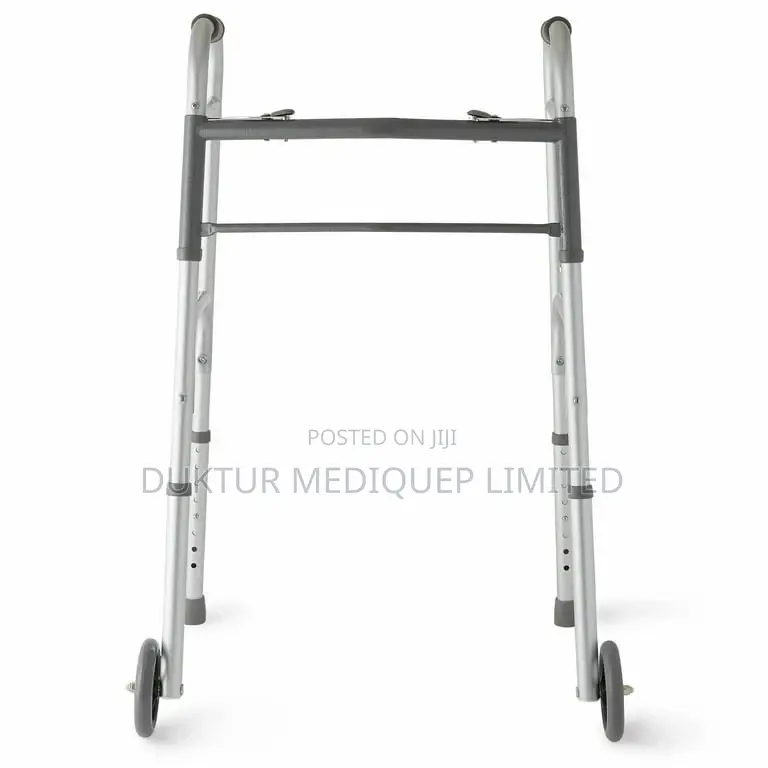 Two-button Folding Walker With 5" Wheels, Aluminum Frame