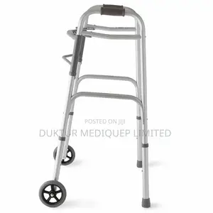 Two-button Folding Walker With 5" Wheels, Aluminum Frame