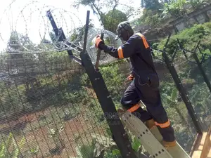 Black Mesh Fence With Razor Top