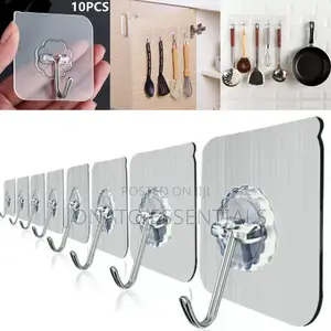 10 Piece Multipurpose Hooks, Wall Mounted Adhesive Hooks
