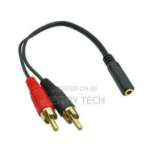 20cm 3.5mm Jack Female Socket to 2 RCA Phono Plugs Adaptor Y
