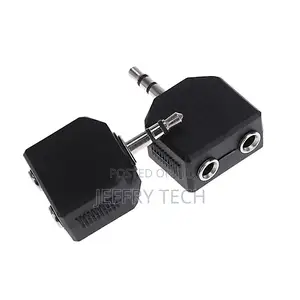 3.5mm Male to 2X 3.5 Mm Aux Stereo Female Jack Connector Con