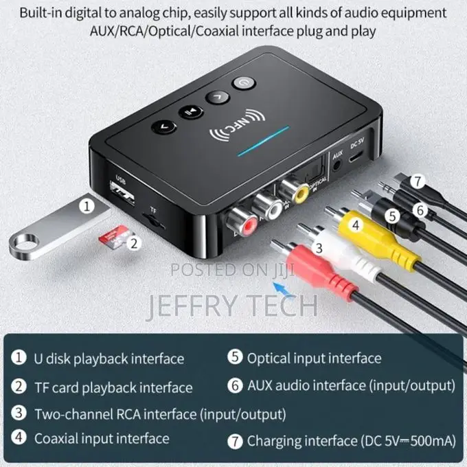 M6 NFC Bluetooth 5.0 Receiver Transmitter FM 3 in 1 Adap