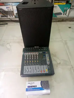 Set of Speaker, Mixer and Corded Microphone