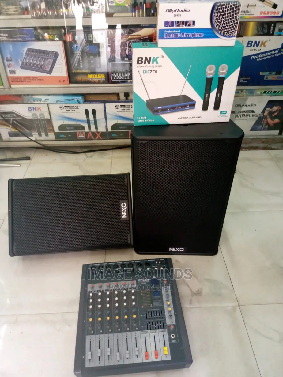 Two Speakers + Mixer+ Wireless Microphone
