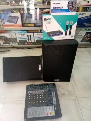 Two Speakers + Mixer+ Wireless Microphone