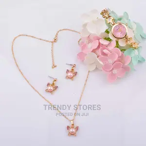 Ladies Stylish Watch Necklace Earing Gift Set