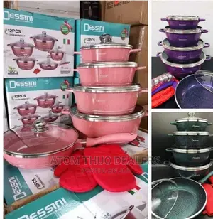 12pcs Desini Nonstick Cookware Set Black Purple Dark Green