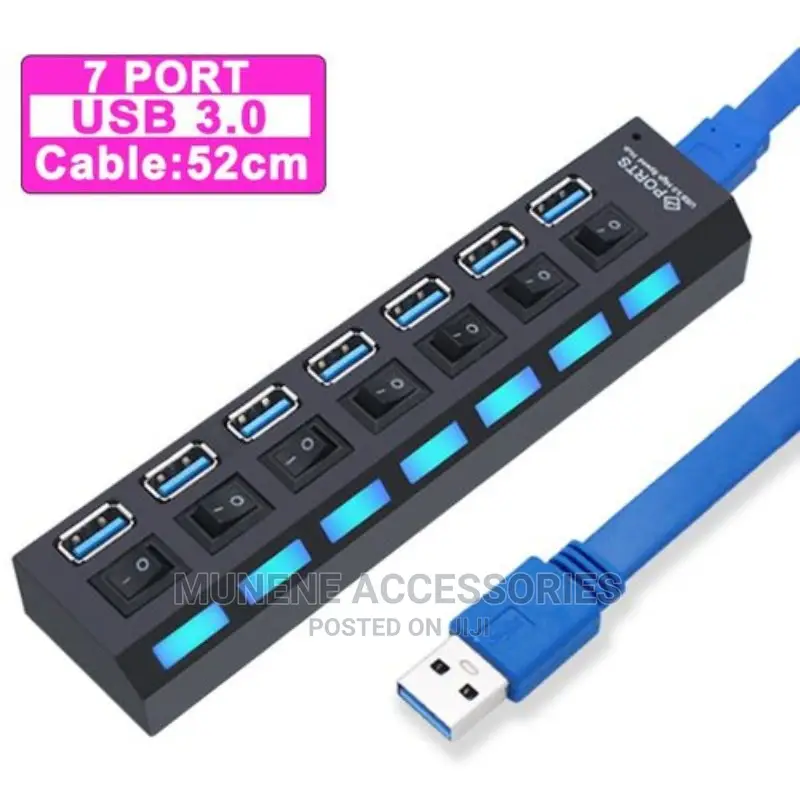7 Port 3.0 USB Speed Hub With Switch, Supprt Hard Disc