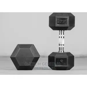 Generic 15kg Hexagon Rubber Coated Dumbbells-Single Hand