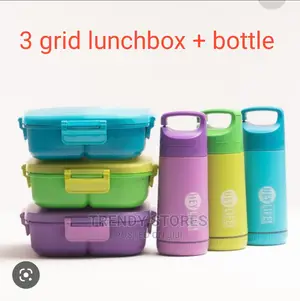 3 Compartment Lunch Box Water Bottle Set