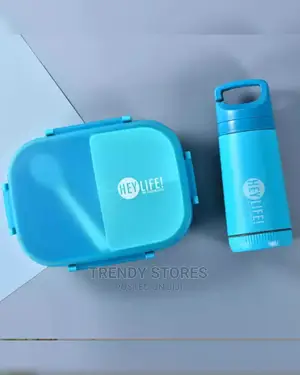 3 Compartment Lunch Box Water Bottle Set- Blue
