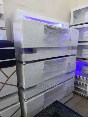 White Morden Wooden TV Stands With LED Lights