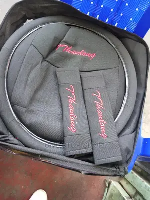 Black Fabric Seat Cover With Steering and Safety Pad