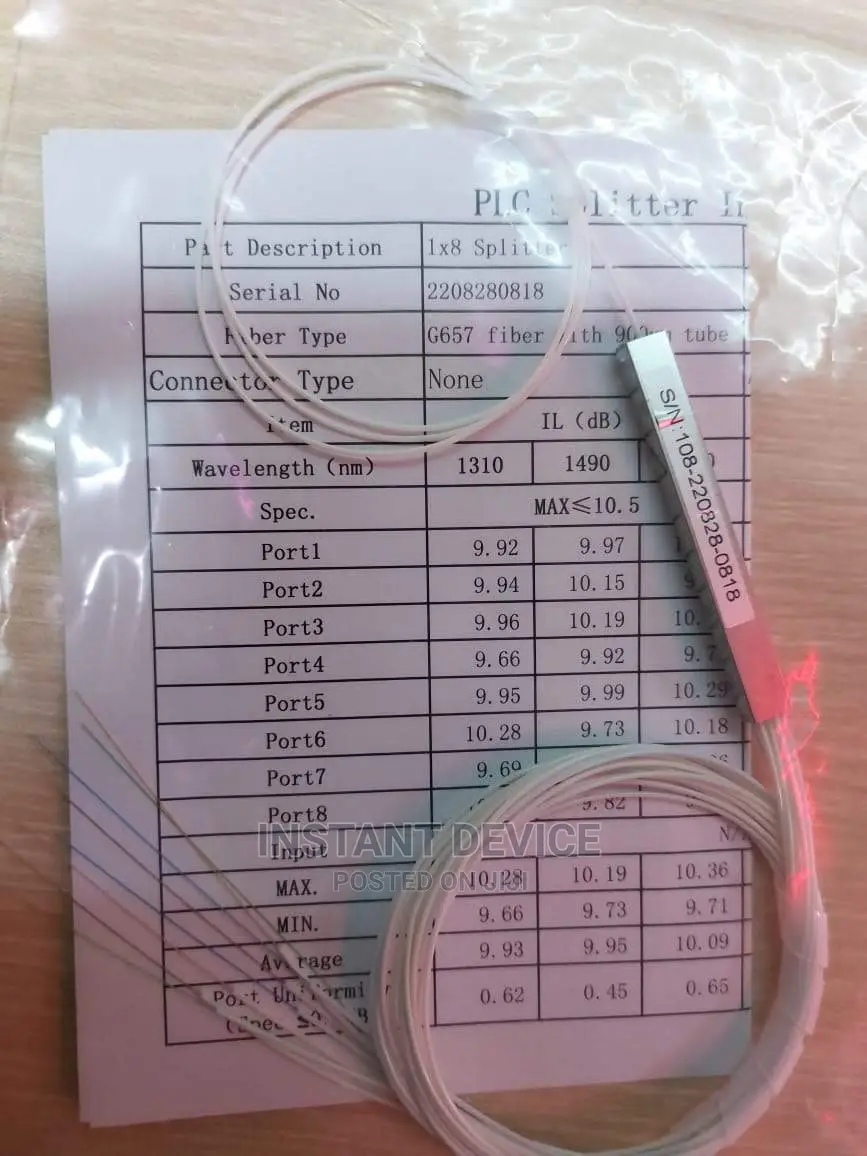 1x8 Bare PLC Fiber Splitter