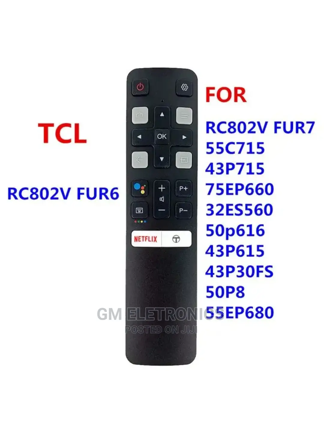 TCL Android Rc802v Fur6 Remote.