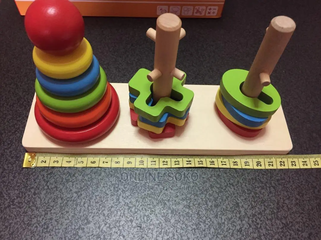 Kids Rainbow Three Column Stacking Tower Educational Toy