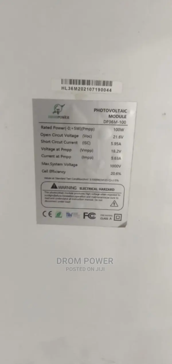 Solar Panel Drom 100w Mono