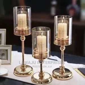 Medium Metal Glass Candle Holder