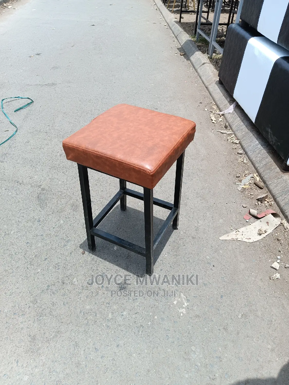 Square Leather Stool