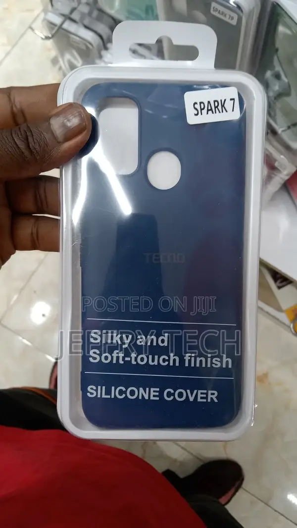 Tecno Spark 7 Silicone Slim Back Cover Case, Blue Black +