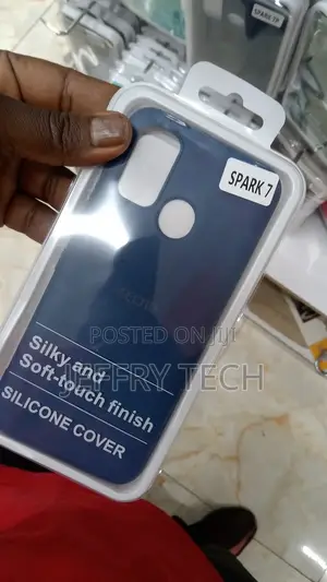 Tecno Spark 7 Silicone Slim Back Cover Case, Blue Black +