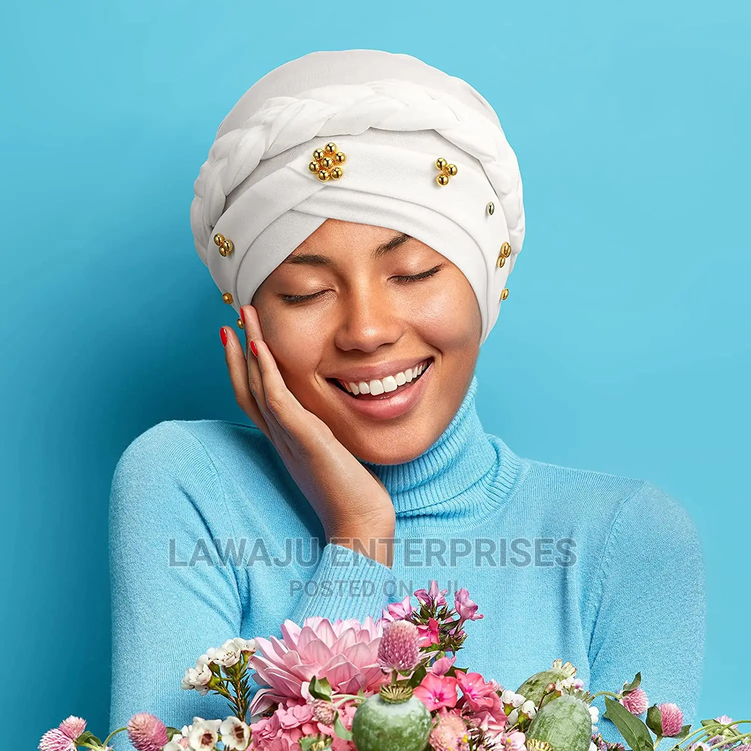 Women Head Turban With Beads